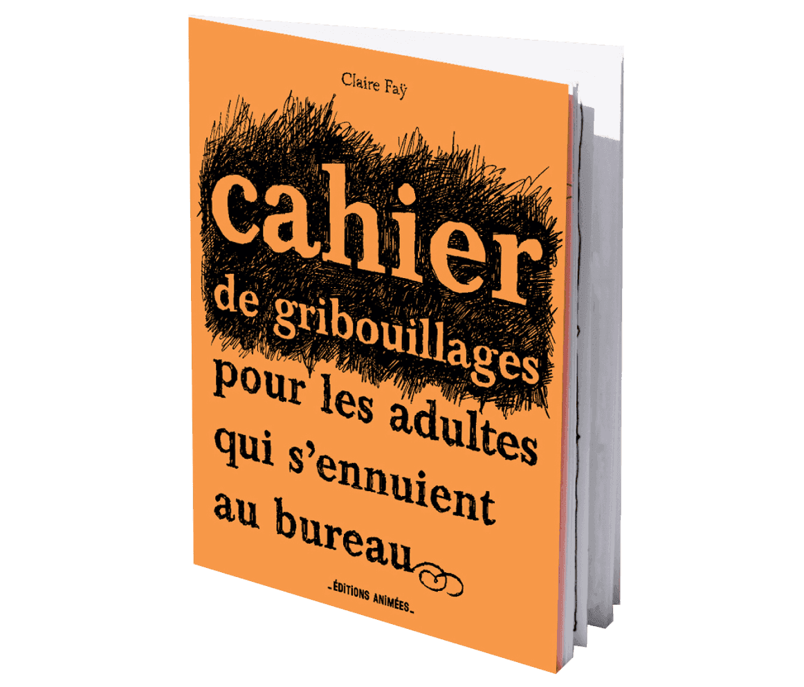 Cahier de gribouillages pour les adultes qui s’ennuient au bureau, parfait pour des pauses ludiques, issu du Coffret Bureau BlinkBook.