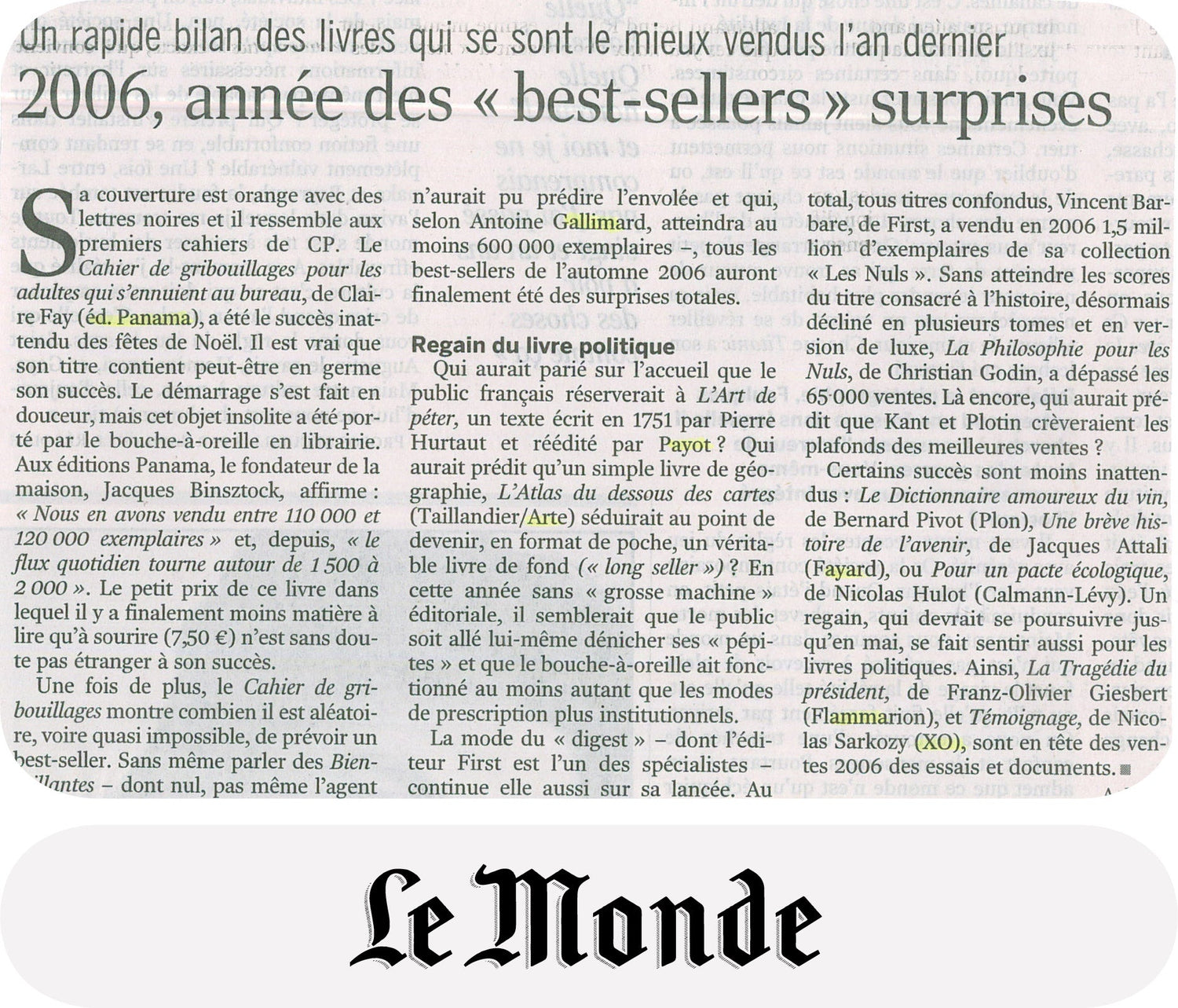 Succès de Noël pour Le Monde
