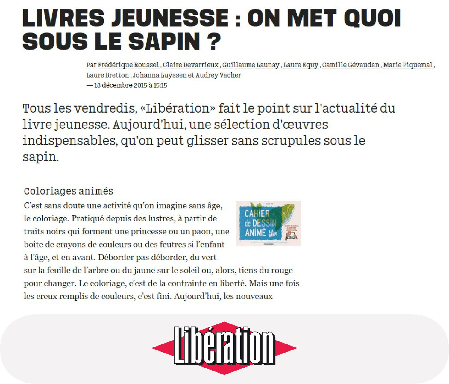 Sélection Noel de Libération
