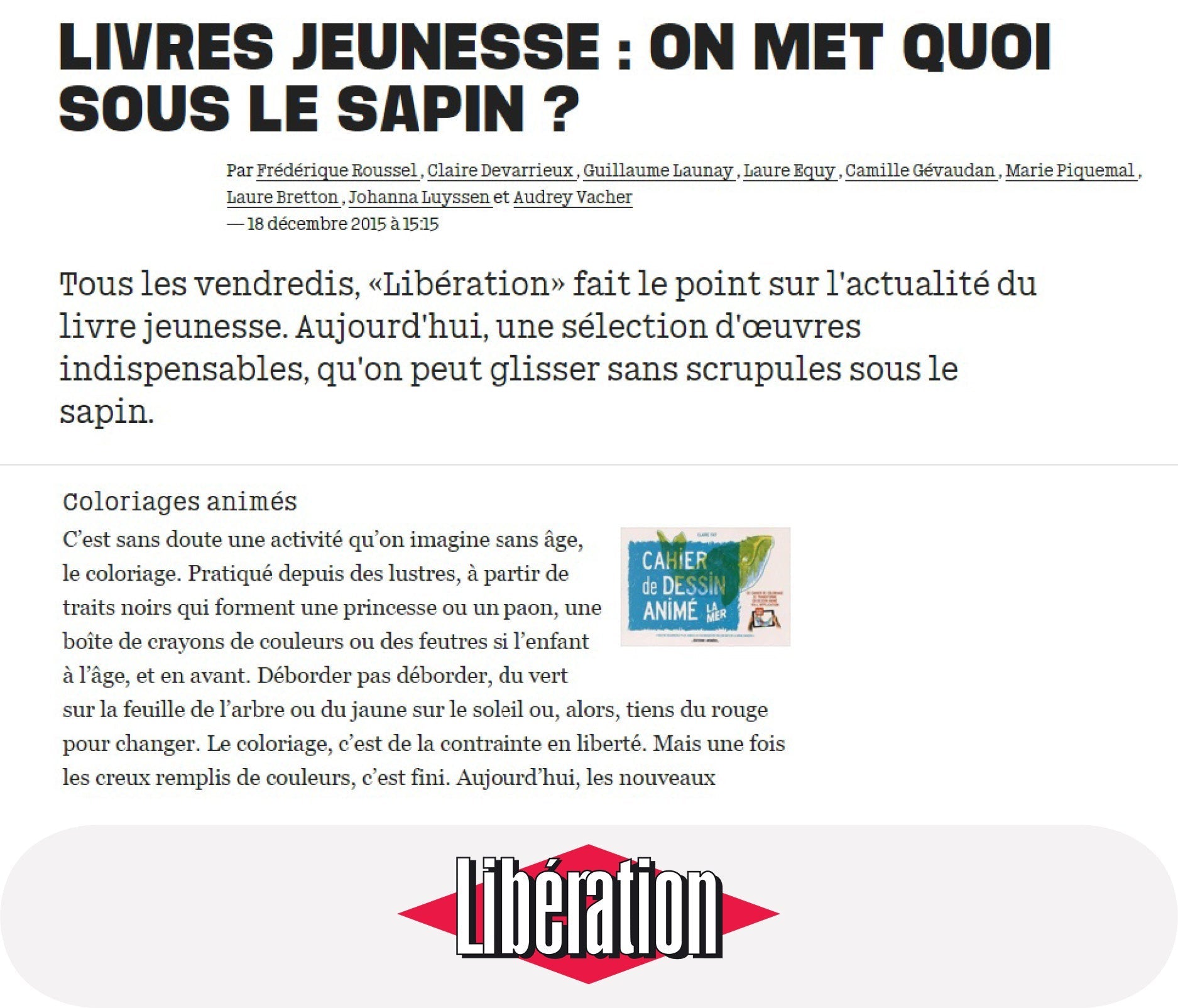 Sélection Noel de Libération